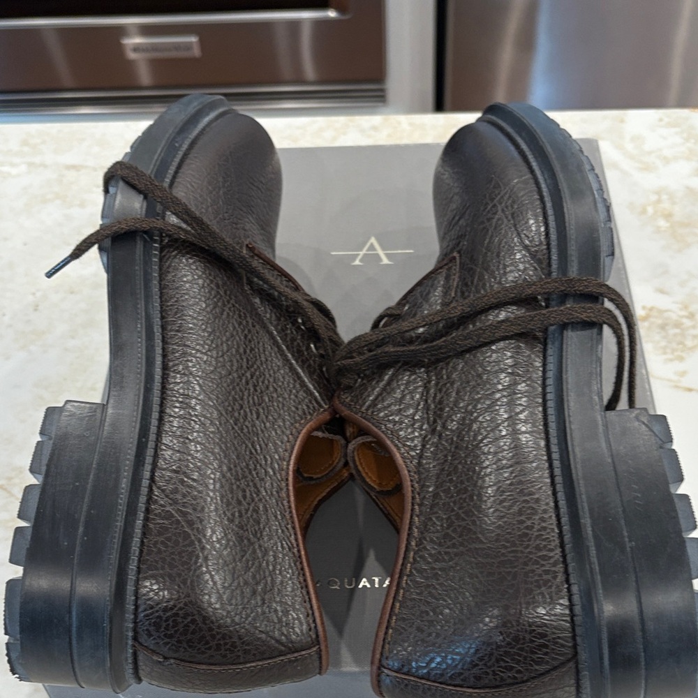 Aquatalia Dark Brown Leather Men's Tucker Oxfords Weatherproof Made in Italy - Picture 12 of 12